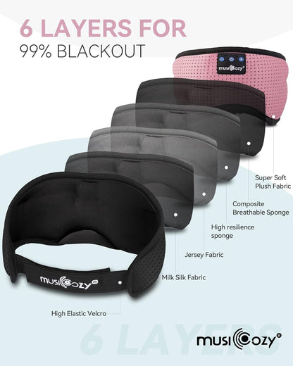Bluetooth 5.4 Sleep Headphones Eye Mask, Breathable Sleeping Headband Headphones with Wireless Earbuds Earphones for Side Sleepers Mom Women Cool Tech Unique Gifts Gadget