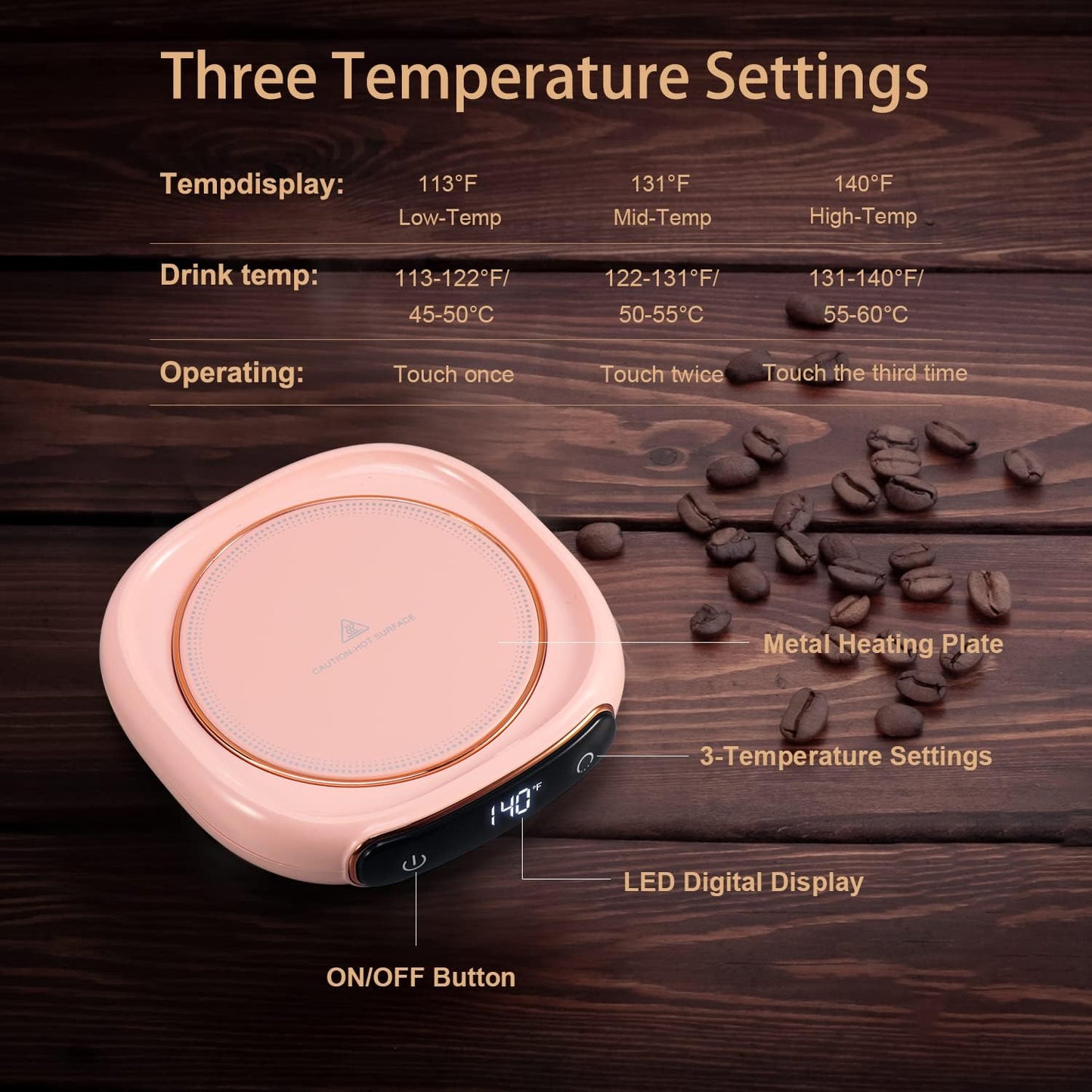 Coffee Mug Warmer & Cute Cat Mug Set, Beverage Cup Warmer for Desk Home Office with Three Temperature up to 140℉/ 60℃, Coffee Warmer for Cocoa Milk Tea Water Candle, 8 Hours Auto Shut Off