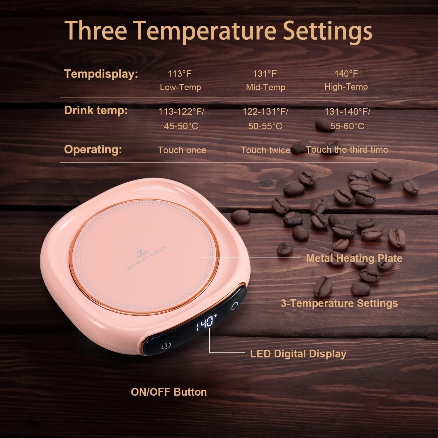 Coffee Mug Warmer & Cute Cat Mug Set, Beverage Cup Warmer for Desk Home Office with Three Temperature up to 140℉/ 60℃, Coffee Warmer for Cocoa Milk Tea Water Candle, 8 Hours Auto Shut Off